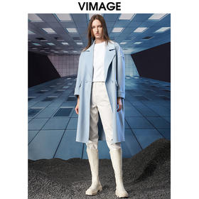  VIMAGE纬漫纪冬季新款保暖绵羊毛中长款外套大衣V1814424