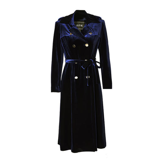 EITIE爱特爱冬季新款经典翻领时尚双排扣收腰中长风衣外套6804502 商品图5