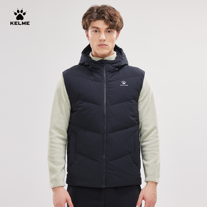 卡尔美羽绒马甲男冬季新款羽绒服连帽马夹运动坎肩外套MJ60471006