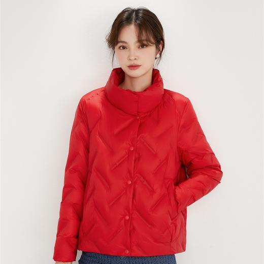 「5款配色！2022秋冬新款」柔菇菇羽绒服 韩版立领短款90白鸭绒压胶外套上衣 商品图3