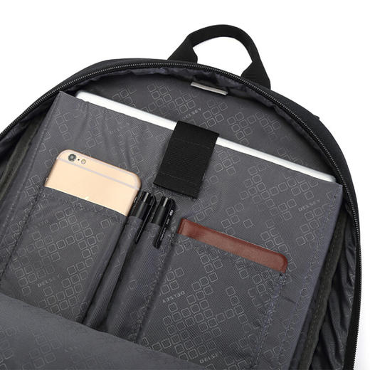 DELSEY原法国大使  商务式电脑背包 内部智能装配夹层大容量双肩包3715 黑色 商品图3