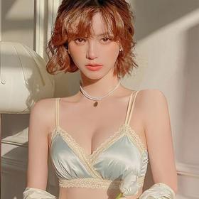 黛唯梵法式三角杯薄款无痕内衣女套装小胸聚拢纯欲少女无钢圈美背文胸罩