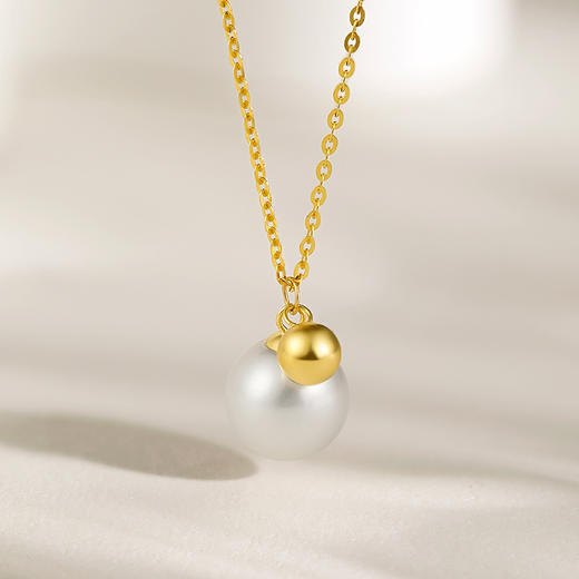 周六福18K淡水珍珠项链链坠简约圆珠气质优雅官方正品 商品图2