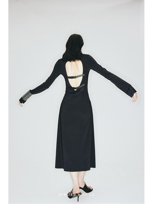 【暗夜狂花】露背环保皮带装饰弹力针织连衣裙/23000012A 商品图3