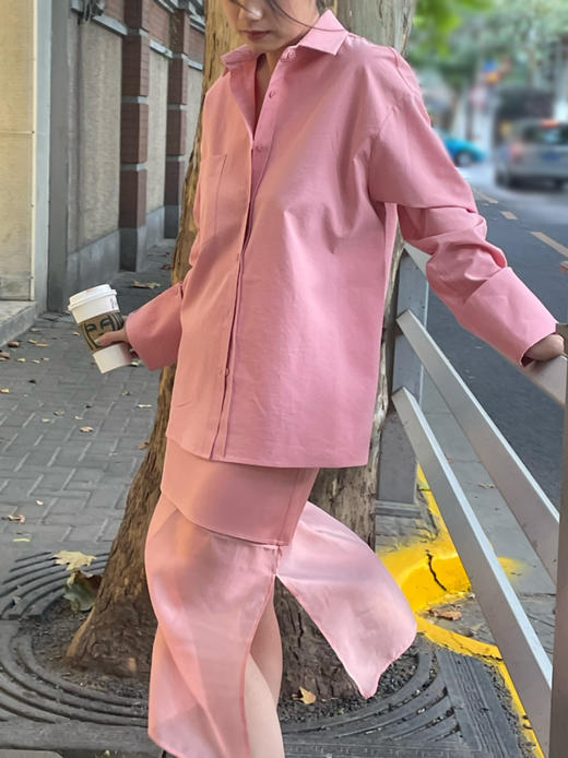Viktoria Chan | AW22050 RUE boyfriend shirt [粉、白] 商品图0