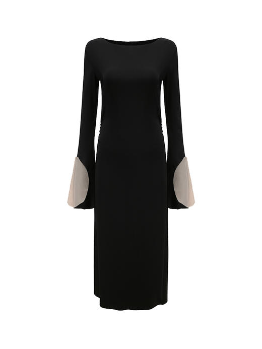 【玛戈皇后】重工薄纱拼接镂空设计前后两穿弹力针织连衣裙/23000011 商品图4