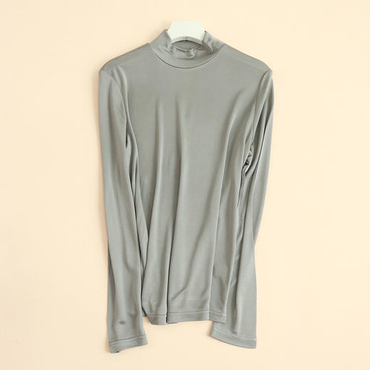 TG-TG03S206真丝小高领女长袖打底衫 经典版型桑蚕丝T恤女打底衫上衣 商品图5