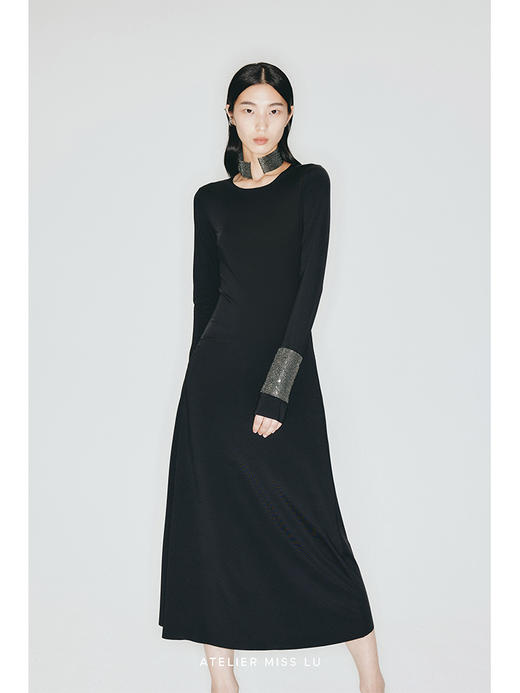 【暗夜狂花】露背环保皮带装饰弹力针织连衣裙/23000012A 商品图0