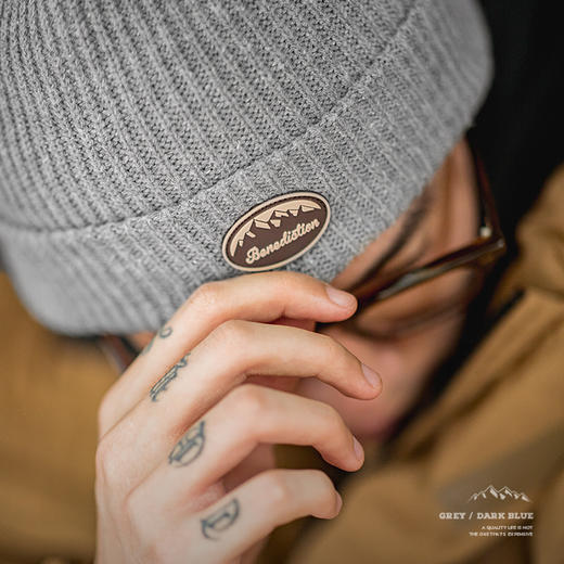 马登工装 美式复古字母冷帽折边针织毛线帽保暖百搭瓜皮帽子男冬 商品图4