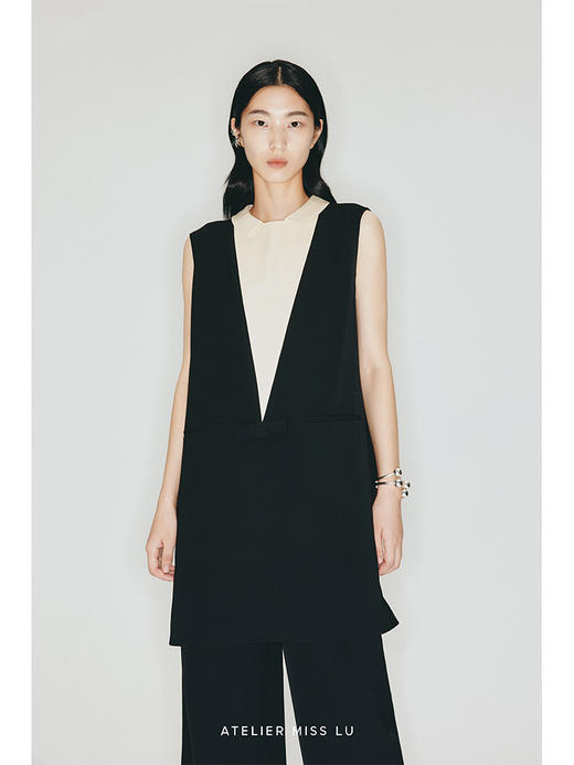 【巴黎小情歌】几何撞色分割H形宽肩连衣裙/2300003 商品图2