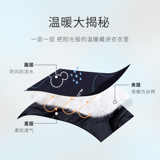 【商场同款】迪士尼童装秋冬新品儿童保暖夹棉外套时尚潮酷满印男童上衣214DS0240 商品图3