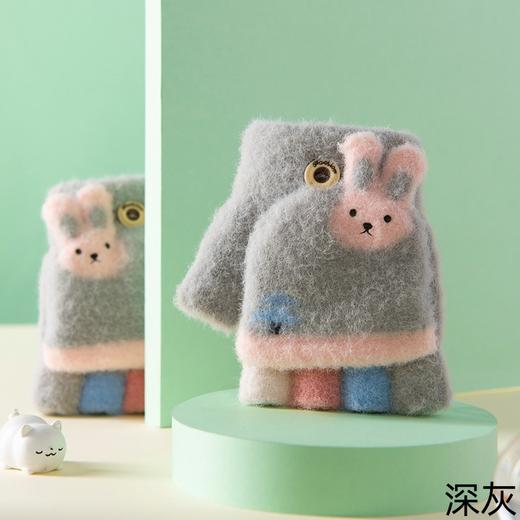 「4款配色！翻盖两用手套」可爱卡通兔子儿童手套 冬季翻盖针织手套保暖学生写字露半指五指童装 商品图2