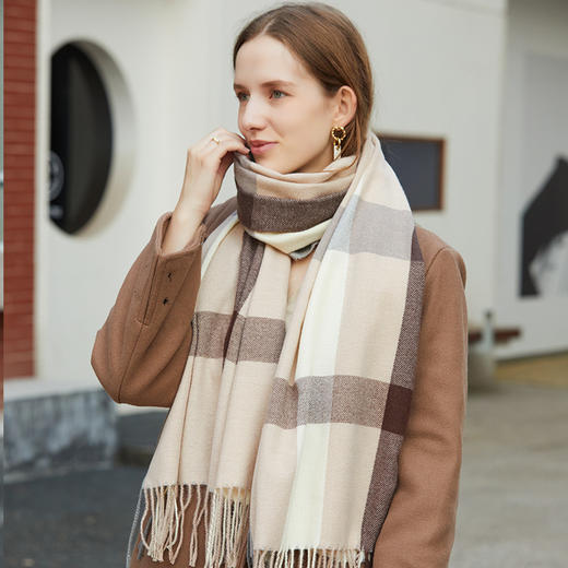 2023新款格子围巾女甜美风保暖围脖时尚披肩围巾女wjj05 商品图2