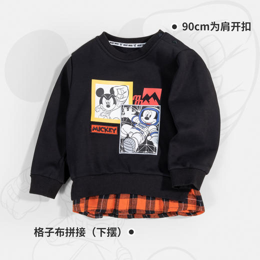【商场同款】迪士尼童装秋冬新款儿童加绒保暖卫衣假两件拼接上衣 商品图2