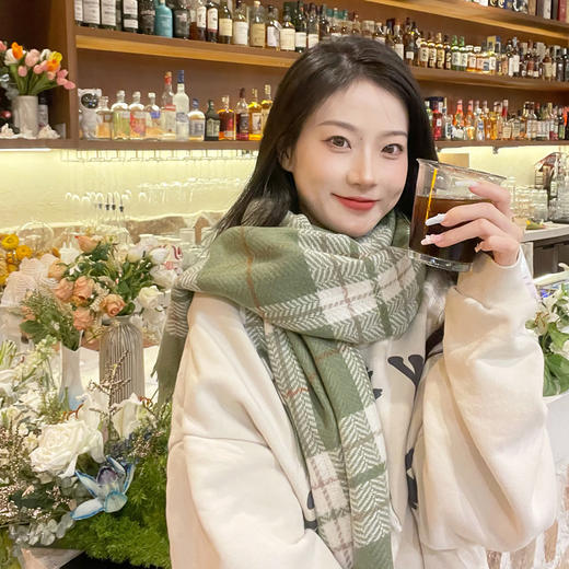 格子围巾保暖围巾中长款披肩女秋冬外搭围巾wjj03 商品图0