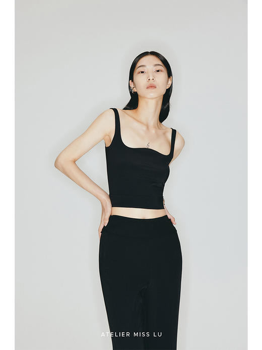 【山峦】水流领弹力修身针织吊带上衣/230012 商品图1