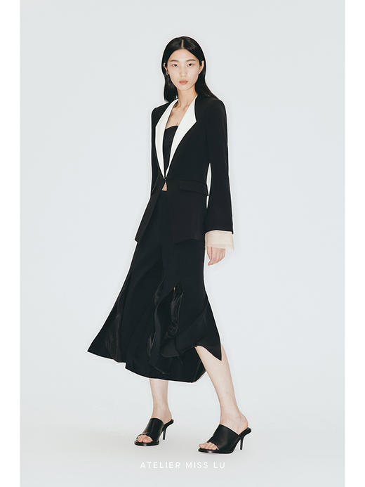 【追光】薄纱撞色拼接收腰西装外套/23003 商品图3