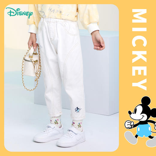 【商场同款】
迪士尼童装女童裤子玩酷米奇简约时尚牛仔裤柔软亲肤秋新品 商品图0