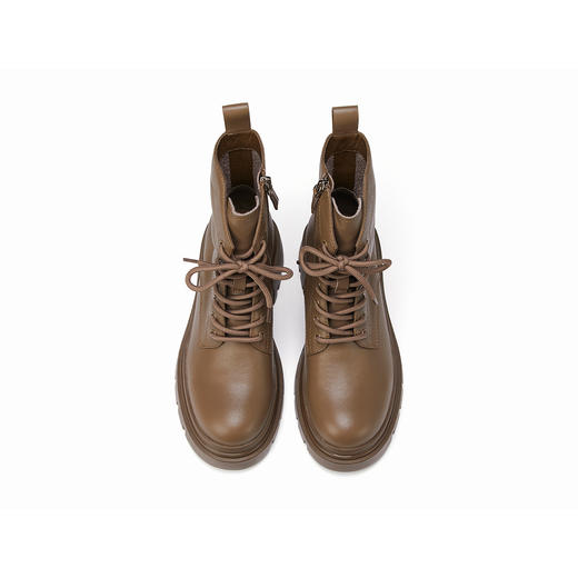 westory2022年秋冬新款圆头系带真皮英伦风马丁靴帅气街头骑士靴女82531 商品图4