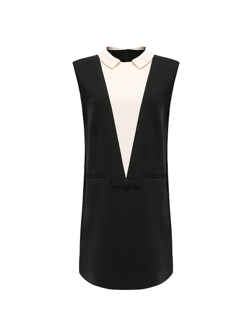 【巴黎小情歌】几何撞色分割H形宽肩连衣裙/2300003 商品图4