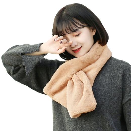 围巾2023新款围脖毛毛围巾秋冬季毛毛交叉毛绒围巾女wjj08 商品图4
