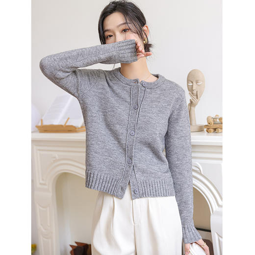 针织衫开衫上衣，薄款纯色针织毛衣外套SR-K16430 商品图0