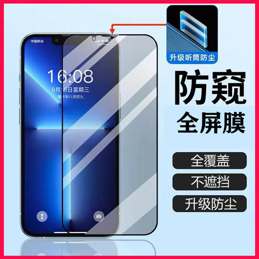 防尘防窥全屏钢化膜28度防窥适用于苹果系列x 14 14plus 商品图0