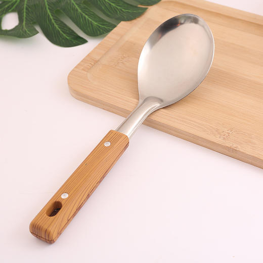 【5件套】家用复古厨房木柄不锈钢锅铲煎铲厨具漏勺汤勺油勺锅铲炒菜铲组合 商品图4