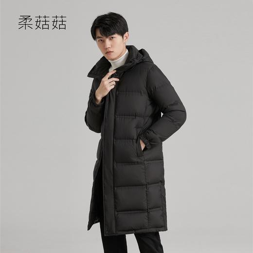 「4款配色！2022秋冬新款」柔菇菇羽绒服男 连帽中长款90绒白鹅绒加厚外套上衣 商品图0