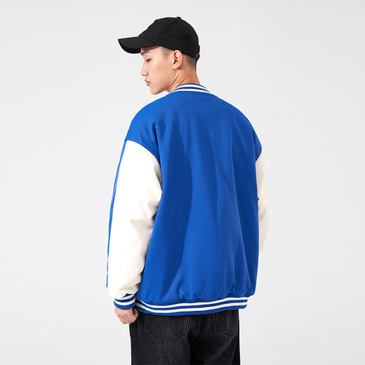 西遇棒球服男2023年冬季新款蓝色复古撞色潮ins宽松外套轻薄上衣12022432 商品图3