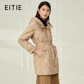 下架-EITIE爱特爱冬季新款简约收腰显瘦保暖连帽羽绒服女6811507