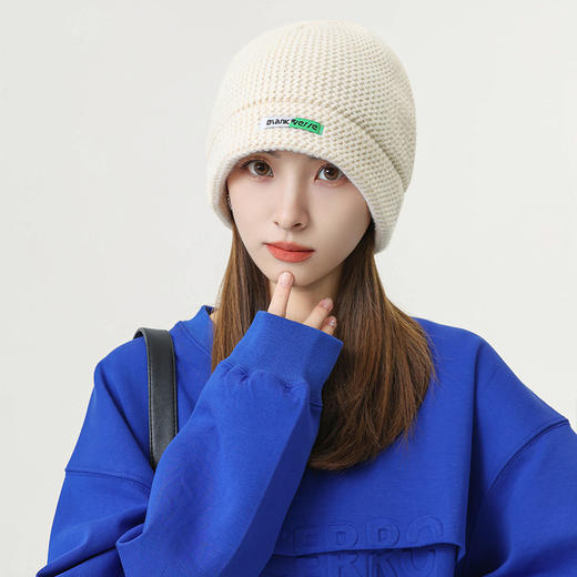 「9款配色」帽子女秋冬毛线帽 潮韩版保暖护耳冷帽套头帽纯色针织帽配饰 商品图1