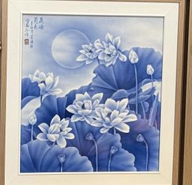 《青花刷花荷塘月色》