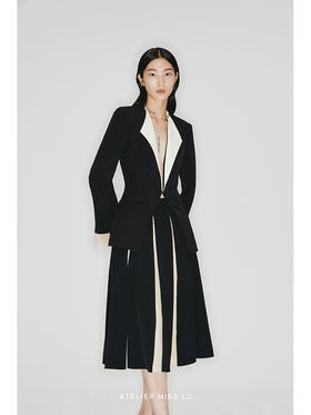 【追光】薄纱撞色拼接收腰西装外套/23003