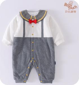 22D贝比嗒奇千鸟格大翻领前开蛤衣