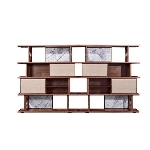 【现代风-CY521茶柜】现代风/茶室/北美黑胡桃/实木+岩板茶柜 商品图1