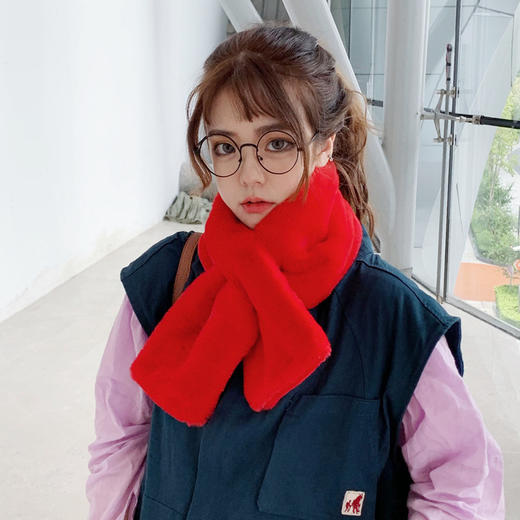 围巾秋冬毛毛围巾学生毛绒围脖冬季女套头户外wjj07 商品图2