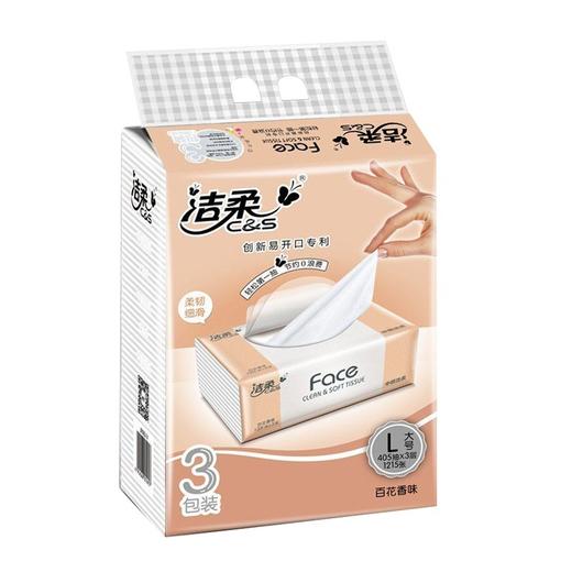 洁柔可湿水面纸抽纸135抽（百花香味） 3包/提 商品图0
