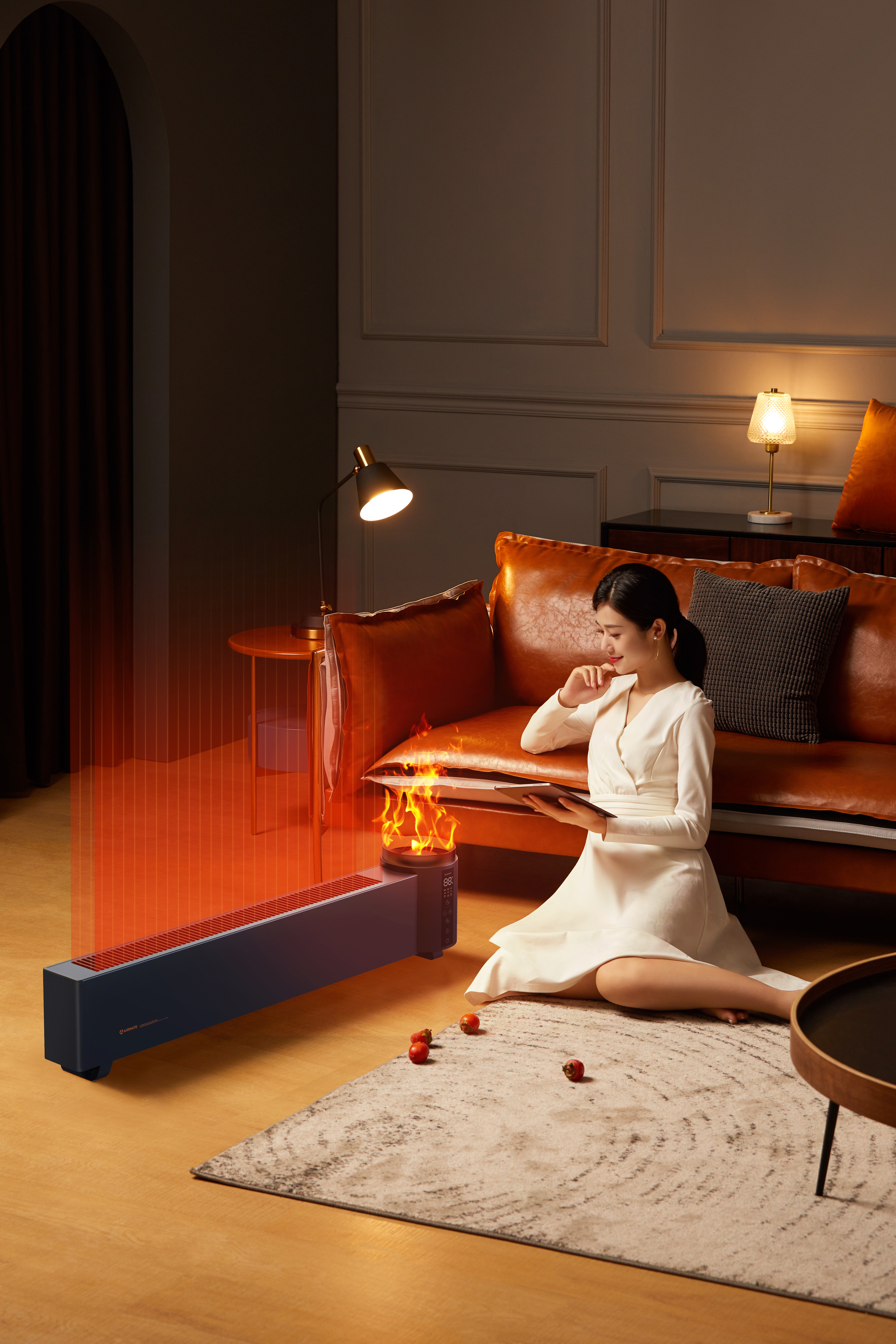 艾美特冬日焰火踢脚线石墨烯高端地暖家用取暖器省电实用