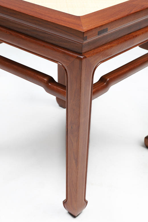 红桥红  家具严选  缅甸花梨（大果紫檀）【藤面 40马蹄腿带束腰 方凳】 商品图4