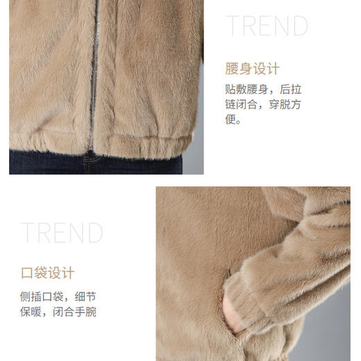 CT-2107 2022新款短款韩版修身女式仿水貂毛外套 秋冬季海宁皮草女士外套 商品图1