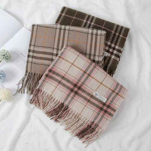 2022秋冬韩版双线格子围巾女长款百搭仿羊绒保暖披肩情侣围脖 商品图3