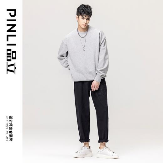 PINLI品立秋冬新款520克重磅圆领套头休闲卫衣oversize外套潮GD223309389 商品图10