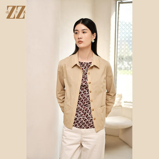 佐尔美秋季新款 奶茶色调衬衣式版型短风衣女E23FD04 商品图3