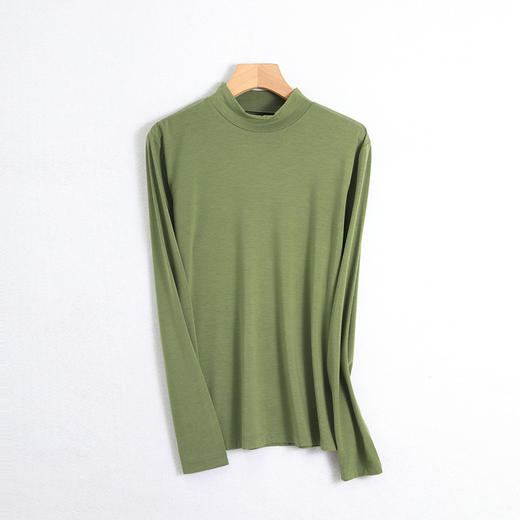 羊毛德绒半高领发热打底衫女士秋冬季春款磨毛蓄热打底修身长袖 商品图8