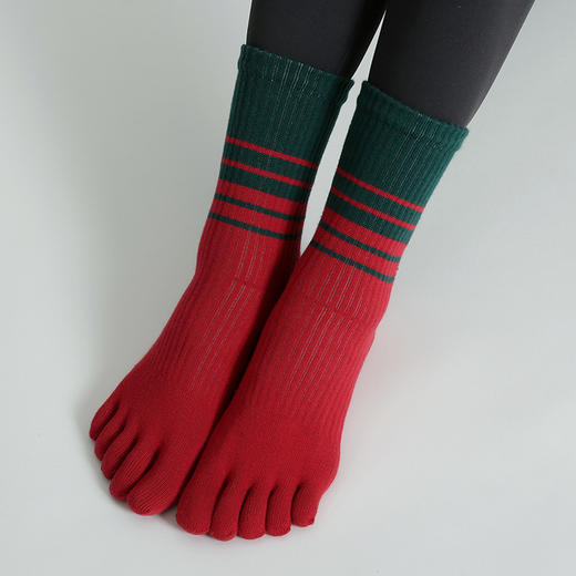 【15赠1】2022秋冬双杠长筒瑜伽小腿女士五指袜分趾防滑地板跳操跑步普拉提 商品图1