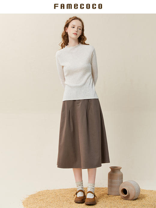 famecoco范可儿格纹拼接tr半身裙女冬高腰a字裙显瘦遮胯F228HA008 商品图1