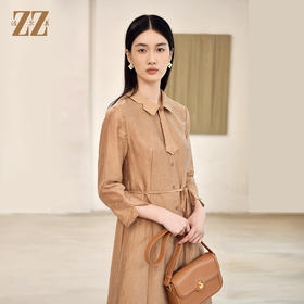 佐尔美2022秋季新款 气质职场贝母扣中长连衣裙女E23LL16