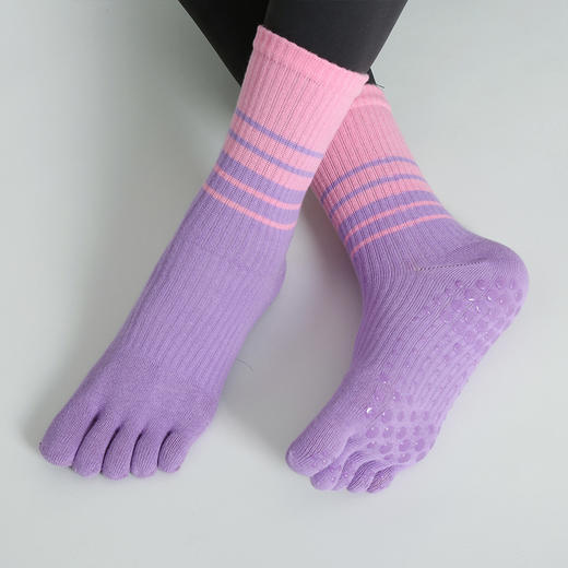 【15赠1】2022秋冬双杠长筒瑜伽小腿女士五指袜分趾防滑地板跳操跑步普拉提 商品图3