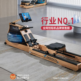 麦瑞克水磁双阻划船机木质家用健身划船机